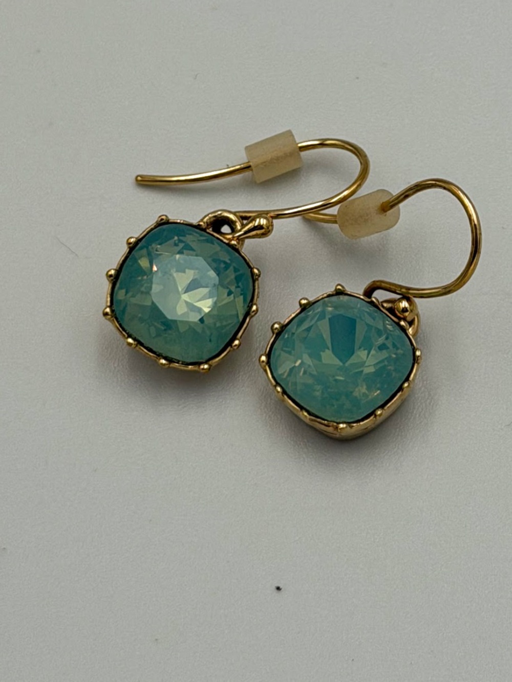 Coach Gold-Trim Aqua Crystal Drop Earrings - 3036 - Picture 3 of 5
